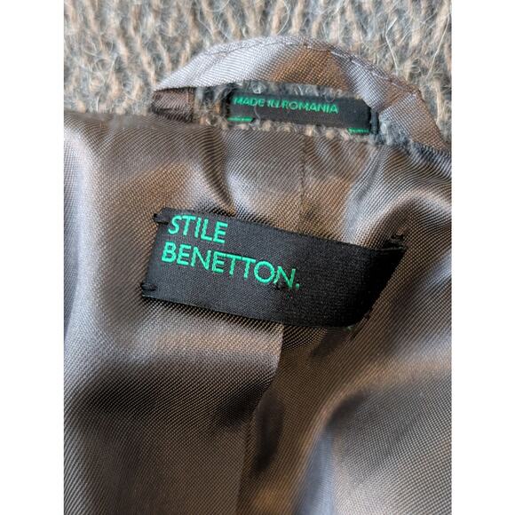 Stile Benetton Grey Textured Wool Blend Belted Wrap Coat - Size 40 (US 4/6) - Picture 9 of 14